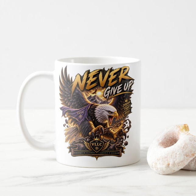 Never Give Up Eagle – Powerful Kaffemugg (Med munk)
