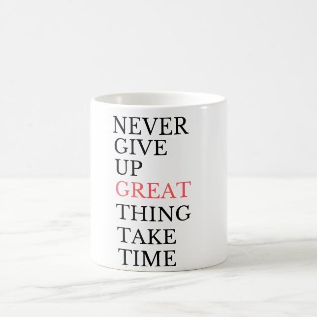 "Never Give Up Taza Kaffemugg (Center)