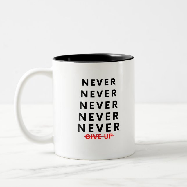 Never Give Up Two-Tone Coffee Mug Två-Tonad Mugg (Vänster)