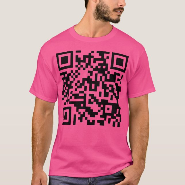 Never Gonna Give You Up Qr Code T Shirt (Framsida)