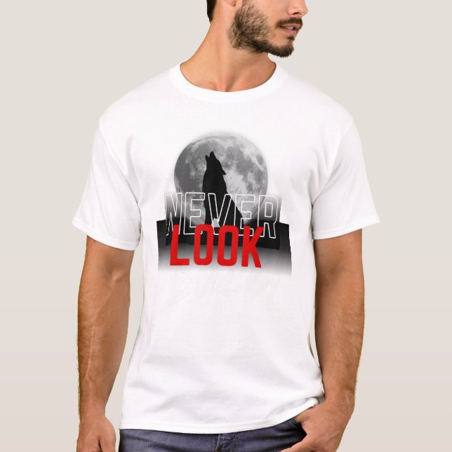 Never Look Back Moon Design T Shirt (Framsida)