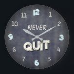Never Quit Industrial Gym Stor Klocka<br><div class="desc">This bold Never Quit wall clock features a distressed dark blue concrete-style background that adds a modern, industrial feel to any workout space. The mixed ivory and soft turquoise numbers create visual interest while keeping the design clean and readable. The motivational phrase Never Quit serves as a constant reminder to...</div>
