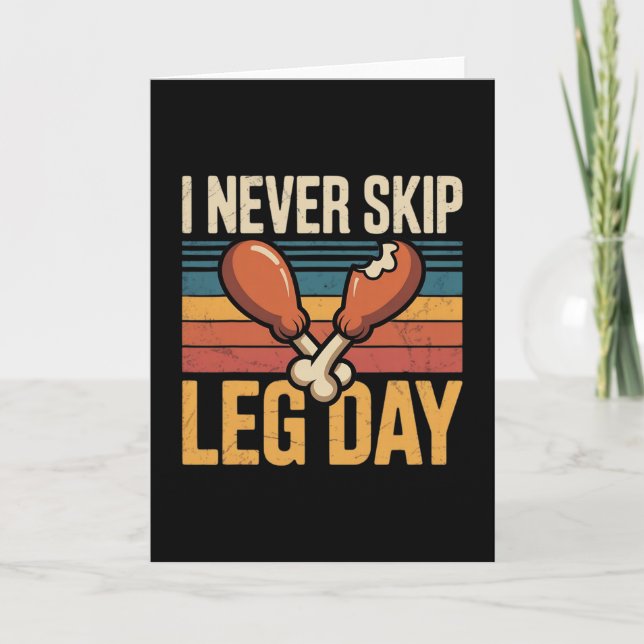 Never Skip Leg Day Funny Turkey Retro  Kort (Framsida)