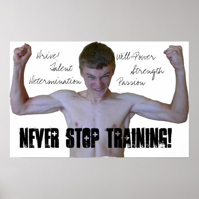 Never Stop Training Motivational Poster (Framsidan)