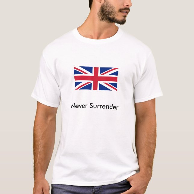 Never Surrender - Union Jack Tee Shirt (Framsida)