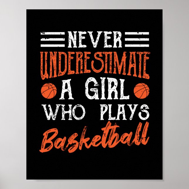 Never underestimate a girl who plays basketball poster (Framsidan)
