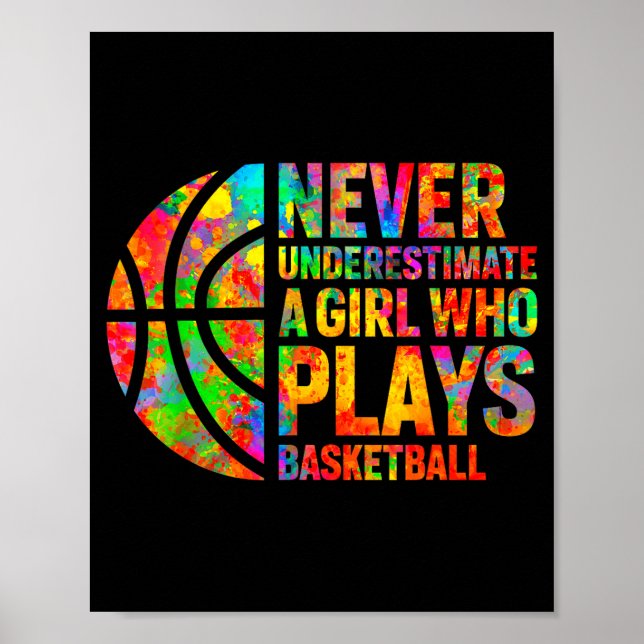 Never Underestimate A Girl Who Plays Basketball Wo Poster (Framsidan)
