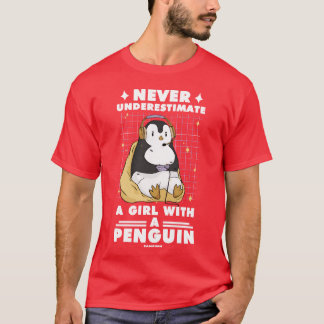 Never Underestimate A Girl With A Penguin Gaming b T Shirt