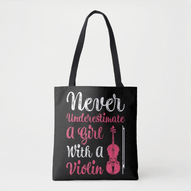 Never Underestimate A Girl With A Violin For Women Tygkasse (Framsida)