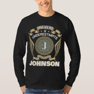 NEVER UNDERESTIMATE POWER OF A JOHNSON T SHIRT