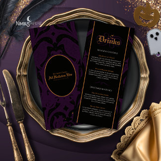 Nevermore Damask | Mörkt Plommon Gotisk Halloween Meny
