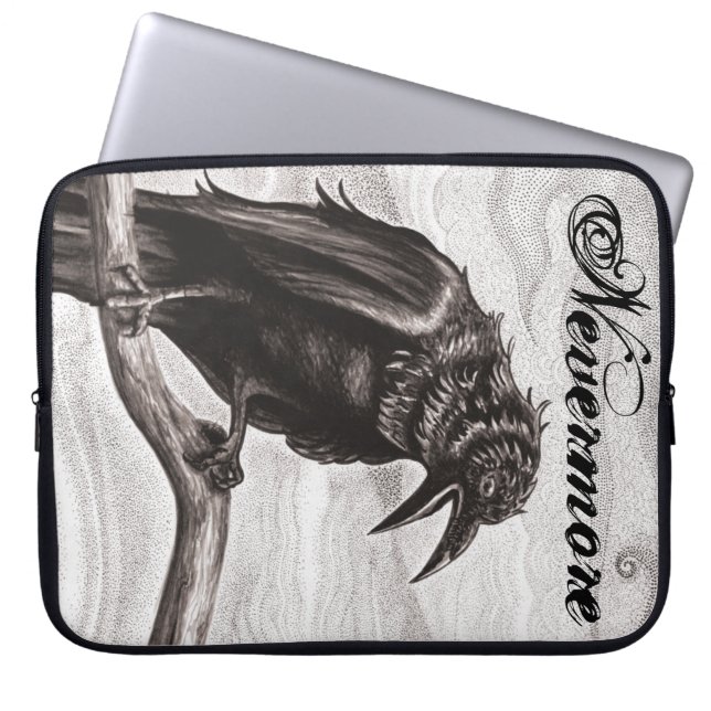 Nevermore korpsvart i mistsleeven laptop sleeve (Framsidan)