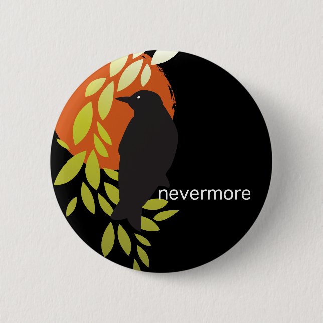 Nevermore - korpsvart & måne vid Poe Knapp (Framsida)