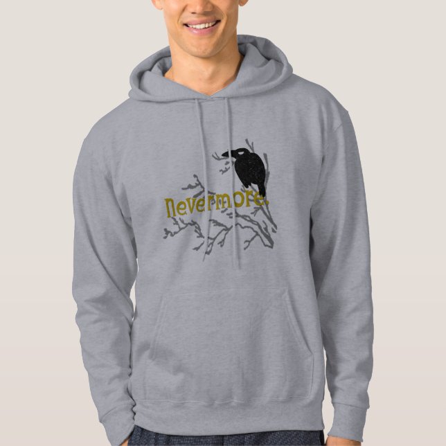 Nevermore korpsvart sweatshirt med luva (Framsida)