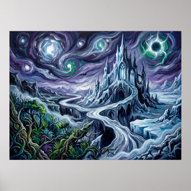 Nevernever Stjärnkväll Fantasilandskap Poster (Framsidan)