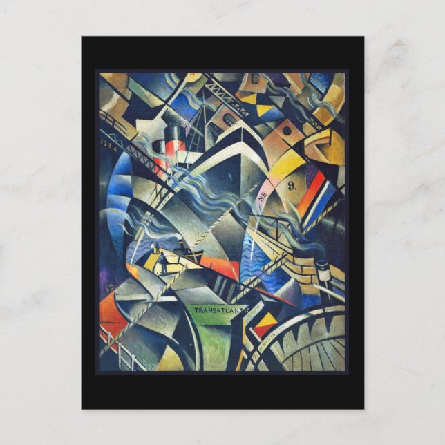 Nevinsons ankomst med svart bakgrund vykort (Framsida)