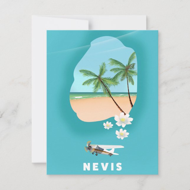 Nevis karibisk ö Illustrerad karta. (Framsida)