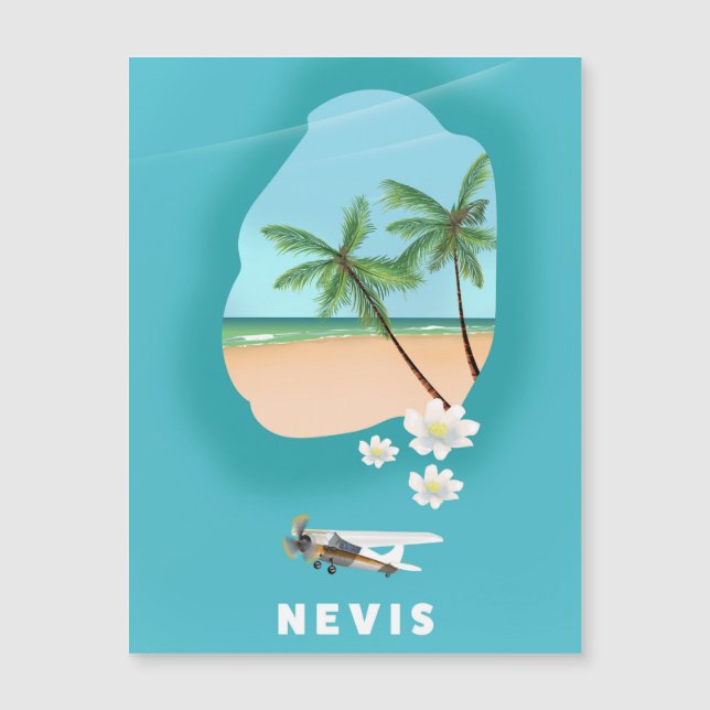 Nevis karibisk ö Illustrerad karta. (Framsida)
