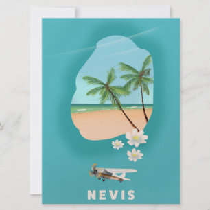 Nevis karibisk ö Illustrerad karta. Inbjudningar
