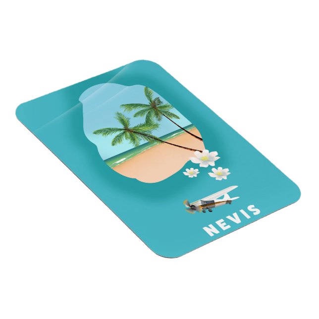 Nevis karibisk ö Illustrerad karta. Magnet (Högersidan)