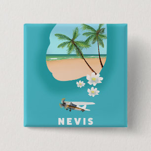 Nevis-Karibiska ön Illustrated karta. Knapp