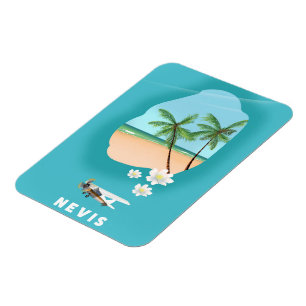 Nevis-Karibiska ön Illustrated karta. Magnet