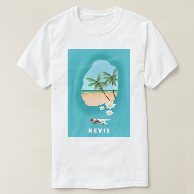 Nevis-Karibiska ön Illustrated karta. T Shirt (Design framsida)