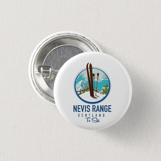 Nevis Range Skottland skidlogo Knapp (Framsida & baksida)