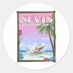 Nevis Semesterplanscher. Kort Runt Klistermärke
