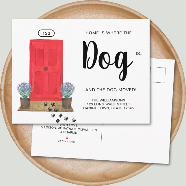 New Address Dog Moving  Announcement Postcard Meddelande Vykort (Skapare uppladdad)