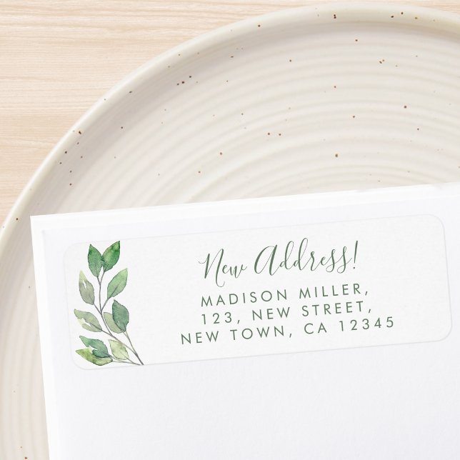New Address Greenery Return Address Returadress Etikett (Skapare uppladdad)