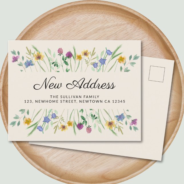 New Address Wildflower Moving Meddelande Vykort (Skapare uppladdad)