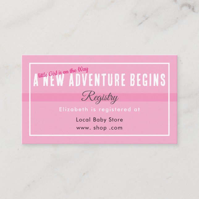 New Adventure Begins Pink Registry Enclosure Card Tilläggskort (Framsida)