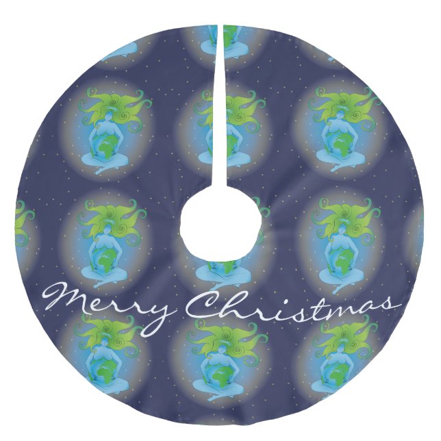 New Age Gaia Goddess Thunder_Cove Julgransmatta Borstad Polyester (Framsidan)