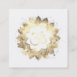 *~* New Age Lotus Flower Mandala Om Aum Symbol Fyrkantigt Visitkort