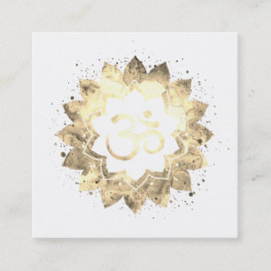 *~* New Age Lotus Flower Mandala Om Aum Symbol Fyrkantigt Visitkort
