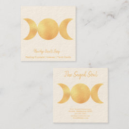 New Age Occult Shop Guld Triple Måne Fyrkantigt Visitkort