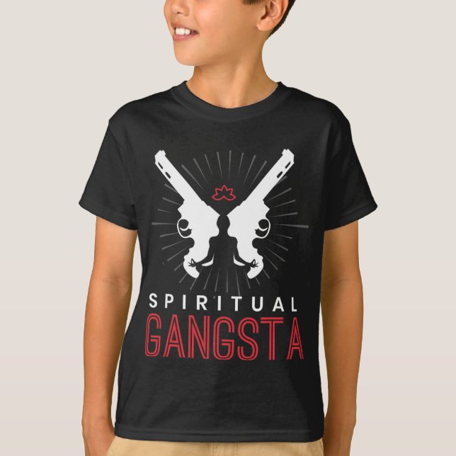 New Age Sritual Srituality Yoga Gangster Enlighten T Shirt (Framsida)