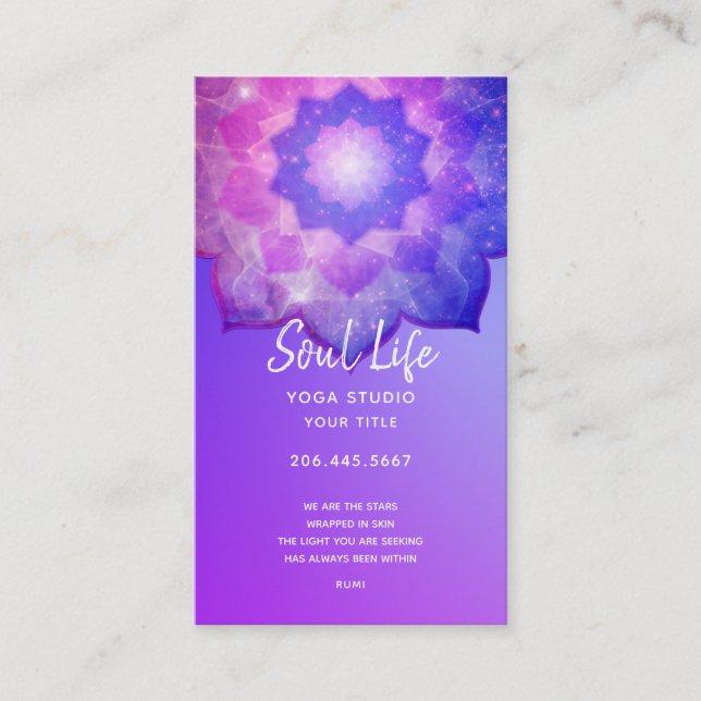 New Age | Violet Lotus Meditation Mandala Visitkort (Framsida)