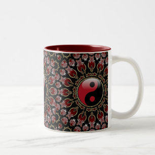 New Age YinYang Mandala Red+Guld Mugg