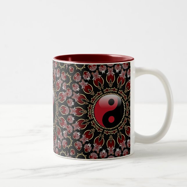 New Age YinYang Mandala Red+Guld Mugg (Höger)
