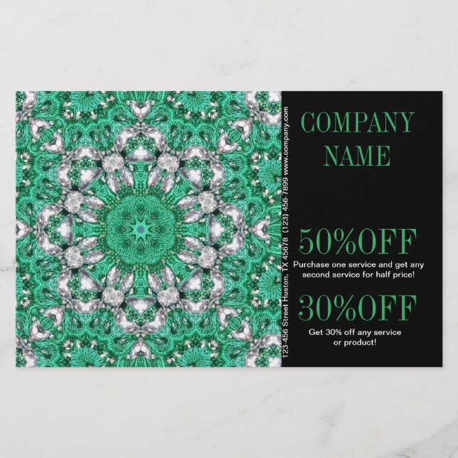 New Age Yoga Instruktör smaragdgrön Mandala Flygblad (Framsidan)