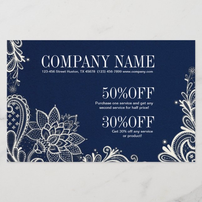 New Age Yoga marinblå henna bohemisk spets Flygblad (Framsidan)