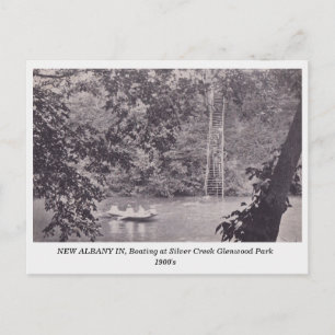 New Albany IN Glenwood Park 1900-talet Boating Vykort