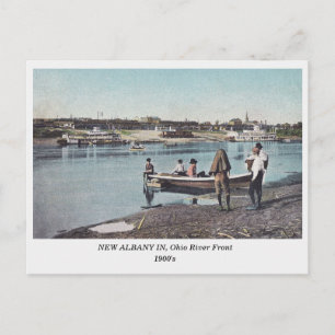 New Albany INDIANA, Ohio River Front old vycard Vykort