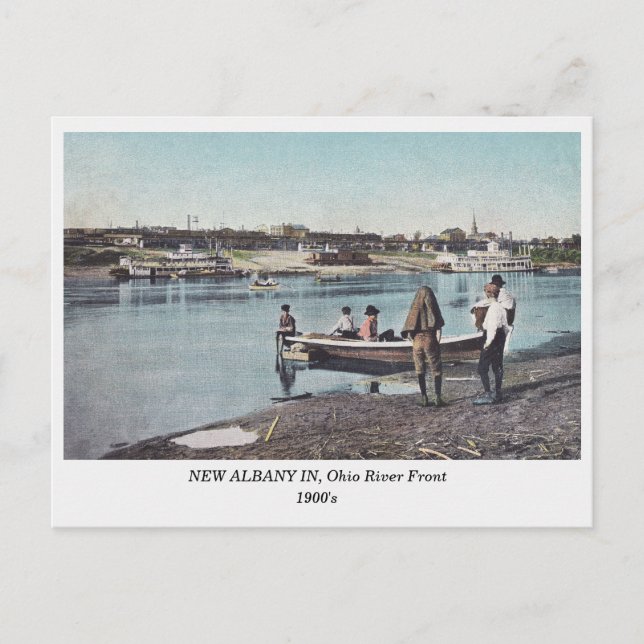 New Albany INDIANA, Ohio River Front old vycard Vykort (Framsida)
