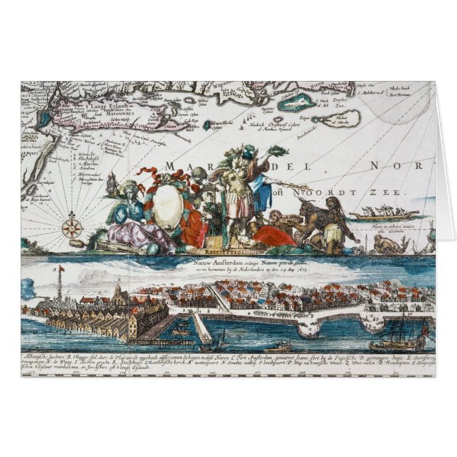 NEW AMSTERDAM 1673 HÄLSNINGSKORT (Framsidan Horizontal)