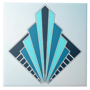 New Art Deco Ceramic (blå) Kakelplatta