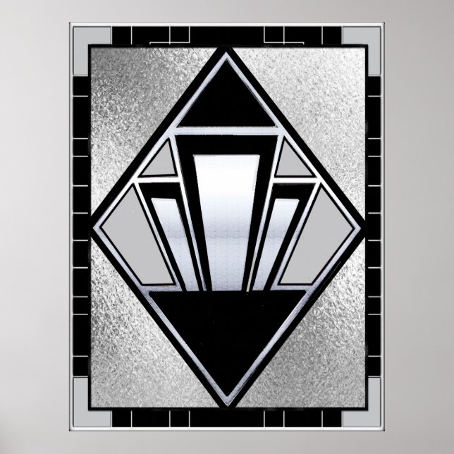 New Art Deco Silver och Black Poster (Framsidan)