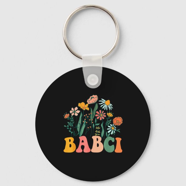New Babci Wildflower First Birthday &amp; Baby Sho Nyckelring (Framsida)